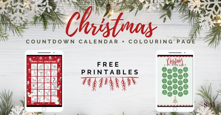 CHRISTMAS ADVENT COUNTDOWN CALENDAR FREE PRINTABLE