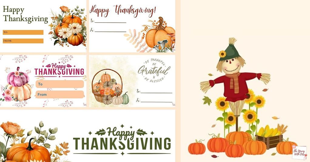 Thanksgiving gift tags free printable with festive designs and holiday themes