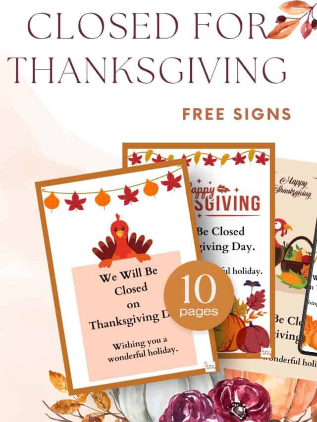 Free Printable Templates Closed for Thanksgiving Sign Story