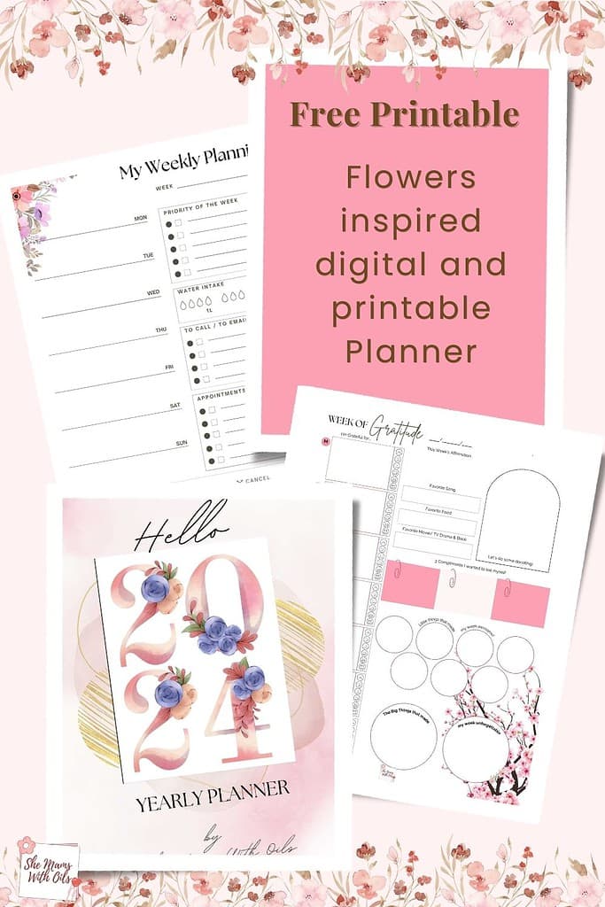 Get inspired and organised with this beautiful and colourful feminine flower inspired Free digital planner download.